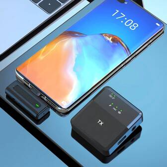 Professionele draadloze lavaliermicrofoon voor iPhone 16, 15/Android-telefoons, omnidirectionele capacitieve draadloze opnamemicrofoon, USB Type-C plug-and-play, voor video-/audio-/vlog-opnames, draadloze microfoon voor lesgeven, interviews, livestreaming