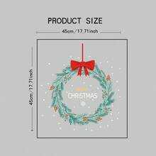 1pc 45cm*45cm Christmas Wreath Decorative Sticker, PVC Static Cling Film, Christmas Window Decal, Christmas Party Supplies, Suitable For Holiday Decoration