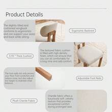 Modern Farmhouse Dining Chairs Set Of 2, Chenille Fabric Kitchen Chair With Rubber Wood Legs Armless Upholstered Accent Chairs For Dining Room Kitchen Island Home - 米色 - 查看 3