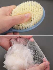 1 件装二合一双面沐浴刷，长柄软毛，长柄沐浴刷，多功能刷子，用于背部擦洗，背部去角质和淋浴清洁 - 彩色 - 查看 5