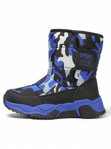 Winter Camouflage Snow Boots, Warm Shoes For Boys And Girls, Outdoor Skiing Gear, Flat Casual Sneakers, High-Top Thick Waterproof Classic Boots For Teenagers