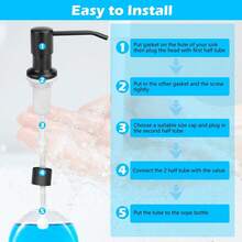 Sink Soap Dispenser Extension Tube - 360° Rotation, Stainless Steel Pump, Large Capacity - Black - View 5