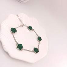 1 pièce Bracelet homme classique et élégant à motif de trèfle à cinq feuilles porte-bonheur