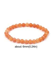 YAUKIA Orange Sunstone Crystal Bracelet -Natural Sunstone Gemstone Stretch Bracelet Spiritual Healing Bracelets, Anxiety, Stress Relief, Yoga, Chakra Gift For Women Men