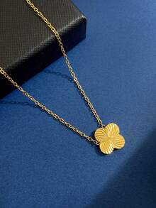 1件优雅四叶花925纯银项链，女士精致优雅项链，时尚首饰，派对、生日、约会礼物 - 旋轉四葉項鍊 - 查看 3