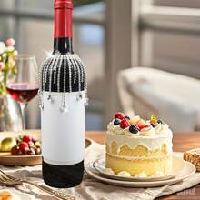 1pc Elegant Crystal Wine Bottle Hanging Decor, Wine Bottle Cap With Tassel, Wedding Engagement Tabletop Decoration, Metallic Luster Desk Decor With Teardrop & Bead Accents, Suitable For Christmas, Valentine's Day, Thanksgiving, New Year - Perfect For Home, Restaurant & Party Decoration - Luxury Gift Idea, Wine Decor, Celebration Accessory - Multicolor - View 6