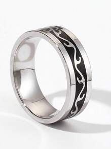 1 件男士复古风格黑龙图案钛钢戒指，适合日常佩戴和派对场合 - 白色 - 查看 8