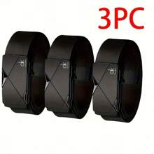 3 Pack Business Style Belt, Men'S Fashion Belt With Automatic Alloy Buckle - Genuine Cowhide Leather Durable Business Belt For Business And Casual Trouser Wear - Comfortable And Adjustable, Gifts For Men