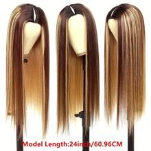 34inch Highlight Bone Straight V Part Wig Human Hair No Leave Out Wig Glueless Wigs Human Hair 200 Density V Shaped Wigs Human Hair No Sew In NO Glue Beginner Friendly 4/27 - SP4/27 - View 6