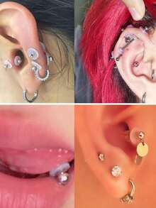 20pcs/set Clear Round Nose Ring Accessory Popular Piercing Body Jewelry Gift For Women & Men - Clear - View 7