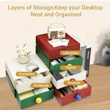 Stackable Storage Box (1 Piece) / Dopamine Storage Box / Colorful Plastic Storage Box - Ideal For Storing Office Supplies, Cosmetics, Stationery, Hair Ties, Jewelry, And Makeup Pens. Perfect For Organizing Your Vanity, Desk, Bathroom, Or Nightstand. - Multicolor - View 4
