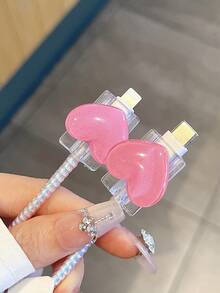 Set da 5 custodie morbide e trasparenti a forma di cuore e onda per [Caricabatterie da 20W Versione Europea Protettore] Protezione Cavo