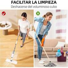 Trapeador de Microfibra,Mopa Trapeador con 350ML Atomizador,Fregona de Limpieza de Húmedo y,Cabezal Giratorio 360 ° ,con 3 Almohadillas Lavables y 1 Rascador,para Piso de Baldosas,Vidrio,ármol - 1 - Ver 6