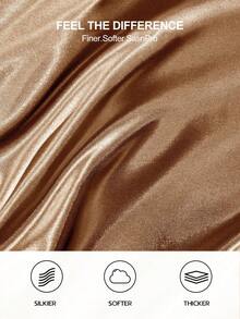 2个装高级丝滑缎面信封式枕套，柔软透气，不易起皱，呵护秀发肌肤，提升睡眠质量，不含枕芯，珊瑚橙色，通过Oeko-Tex认证 - 珊瑚橙 - 查看 8