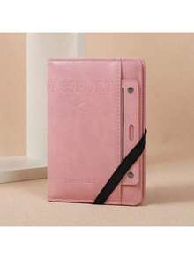 Multi-Functional Passport Holder & Card Case, PU Leather Passport Cover For Travel, School, Vacation, Business Trip, Suitable For Men & Women Travel Essential Holiday Passport Holder For Women - Pink - View 3