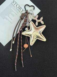 1PC Y2K Style Pink Star Bag Accessory, Chenille Bag Accessory, Keychain Accessories Car Pendant Can Be Used For Bag Pendant Pendant. Gifts Valentine'S Day Stylish For Teen Girls Women College Students Teacher White-Collar Workers Rookies & White-Collar Workers Gift Accessories Decor Present Car Accessories Women Key Chain Charms Back To School Supplies Gifts For Teachers