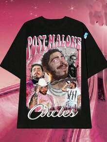 Posty Malone Tour Vintage Rap Country Concert Printed TShirt,Women Oversized Y2K Western Cowgirl Bootleg Cotton Crew Neck Summer Festival Vacation Top - AA1 - 查看 1