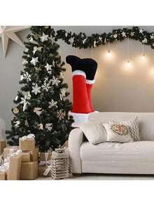 红色圣诞树腿圣诞树装饰品毛绒门饰圣诞老人腿圣诞装饰家居挂饰 - 彩色 - 查看 7