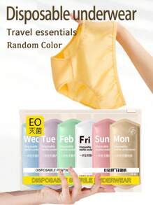 一次性女士内裤，无菌，适合旅行、产后、大码穿着，聚酯纤维材质，柔软透气，白色和彩色可选，适合长途或短途旅行，方便携带，一次性内衣配件