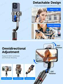 AXNEN 67" Bluetooth Selfie Stick Tripod With Detachable Remote, Extendable Phone Tripod And 3-In-1 Portable Stand, For Live Streaming And Photography, Compatible With IPhone 16/15/14 Pro Max/14 Pro/14/14 Plus/13 Pro Max/13 Pro, Galaxy S22 - Multicolor - View 9