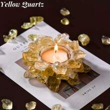1pc Natural Crystal Raw Stone Candle Holder With Candle/ 1pc Candle Is Sold Separately- Diffuser Stone, Christmas Gift Gemstone, Ornaments, - Candlestick - View 9