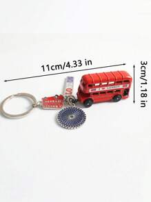 1pc Creative Telephone Booth Keychain, 3D London Bus Pendant, Red Double Decker Bus Charm, Suitable As Backpack Ornament, Decoration, Gift, Travel Souvenir