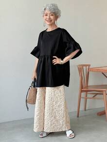 FRIFUL Women's Casual Textured Wide Leg Pants