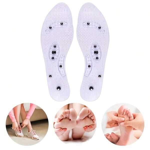 2 Stück Magnetische Fußmassage Einlegesohlen, Massagesteineinlegesohlen, ohne Strombedarf wiederverwendbar, geruchlos, atmungsaktives Design, stärkt das Immunsystem, geeignet zum Lindern von Fußschmerzen, unisex Design, empfohlen für über 8 Stunden tägliches Tragen, Fußmassagegerät für Zuhause, Akupunkt-Massage Entspannung, Fußreflexzonenmassage, zur Tiefengewebsregeneration von Akupunkten verwendet