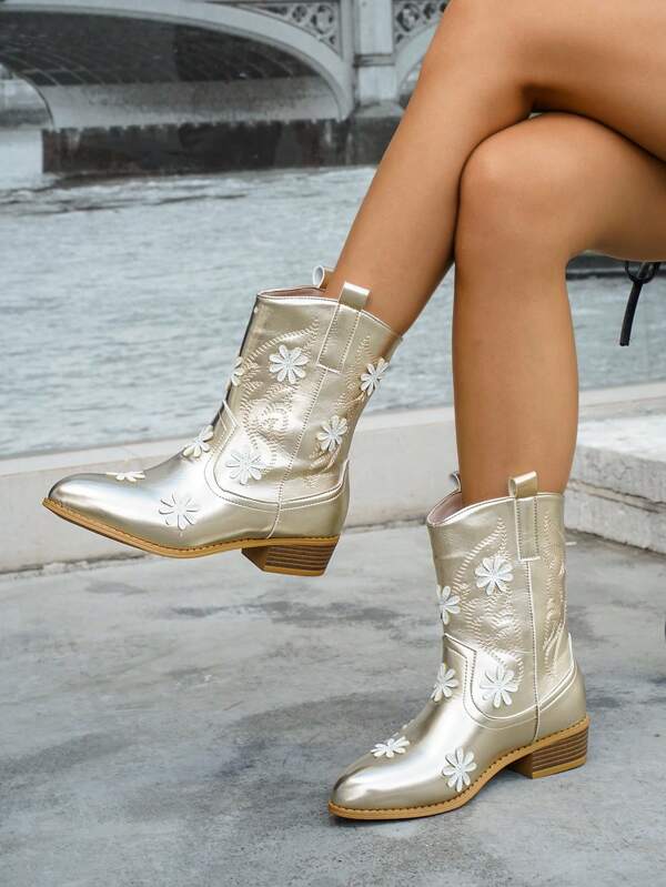 2025 westlicher Stil Seitlicher Reißverschluss Stickerei Festival Stiefel für Mädchen-Freundinnen, Overknee Stiefel, Wadenhoch Stiefel, Bestickte High Heels, Westernstiefel, Spitze Zehenform mit Seitlichem Reißverschluss