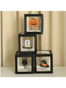 1件/4件/8件万圣节气球装饰套装3D鬼南瓜头气球盒创意派对装饰派对家居户外恐怖场景布置