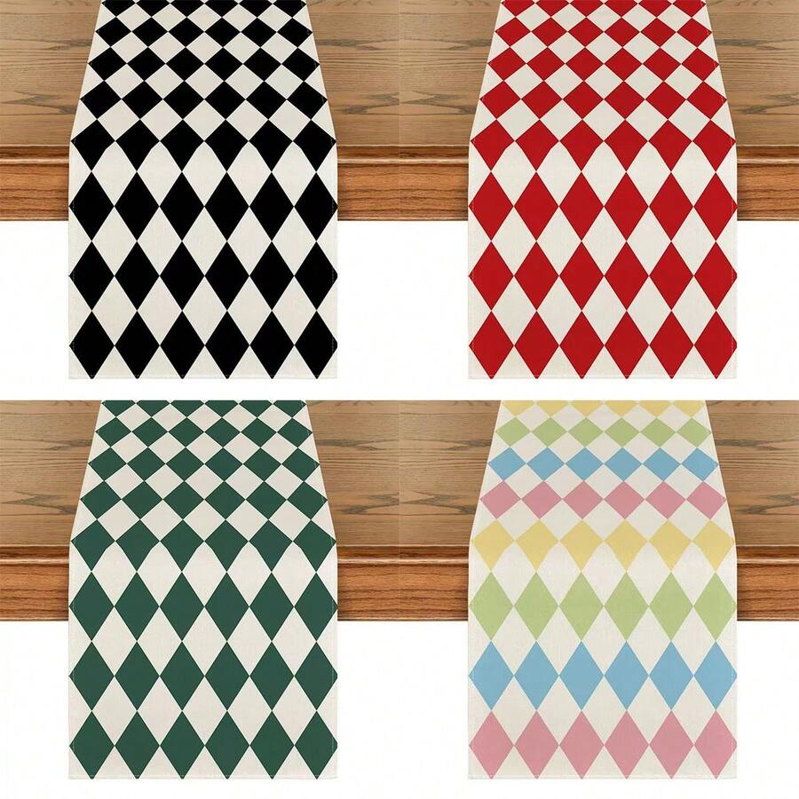 1pc/100pcs, Black, Red, Green, Blue, Colorful, 33*183cm Linen Table Runner, Home Decor, Suitable For Party, Gathering, Family Dinner - Multicolor - View 1