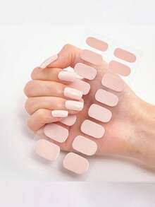 1 hộp 16 miếng dán móng tay gel màu nude, tự dính, bán khô, dán kín toàn bộ móng, cần đèn UV, giữ được 14 ngày, hiệu ứng lấp lánh, dụng cụ làm móng DIY cho nữ, dễ sử dụng, bền, phụ kiện nghệ thuật làm móng. - Nhiều màu - Xem 11