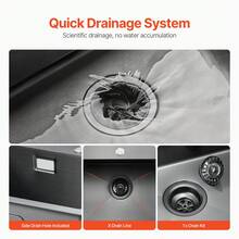 55cm Kitchen Sink Workstation, 304 Stainless Steel Top Mount Sinks, Drop-In Single Bowl Farmhouse Basin With Accessories, Household Dishwasher Sinks For RV, Prep Kitchen, And Bar (Black) - Black - View 5