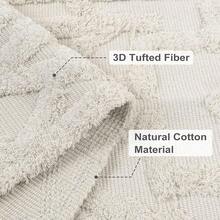 Boho Area Rug 3' X 5', Washable Cotton Woven Entryway Rug With Tassels, Moroccan Tufted Bedroom Rug, Farmhouse Floor Carpet Entry Office Porch Living Room Kitchen, Modern Bohemian Style - 淺褐色的 - 查看 2