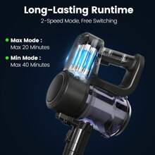 LAMZIEN Cordless Vacuum Cleaner For Home: 28KPA 40Min Freestanding Vacuum Cleaner, Foldable Extension Tube, Rechargeable Battery, Lightweight For Pet Hair, Hard Floors, Carpets.