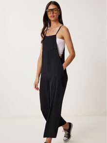 Solid Color Casual Pocket Twist Vacation - Black - View 2