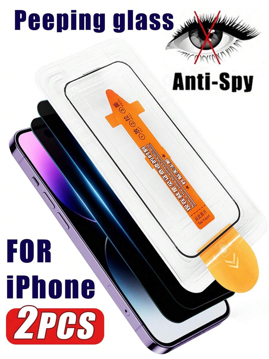 2-Pack 9H High Toughness Privacy Screen Protector Compatible With IPhone 11-17 Full Series, One-Time Application, Easy Installation, Precise Fit, No Bubbles Or Edges; Ultra-Clear Front Display, Side Privacy Protection, Smooth Touch, Scratch-Resistant.