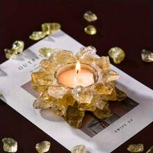 1pc Natural Crystal Raw Stone Candle Holder With Candle/ 1pc Candle Is Sold Separately- Diffuser Stone, Christmas Gift Gemstone, Ornaments, - Candlestick - View 8