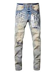 Men's And Women's Jeans, Painted Worn-Out African American High Street Denim Pants, Men's Perforated Art New Harajuku, Men's And Women's Patch Denim Shorts