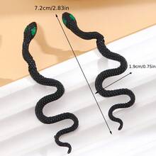 1 对朋克创意扭蛇耳钉，夸张的黑色，适合女性日常佩戴 - 黑色 - 查看 4