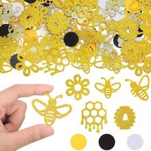 100/200pcs Black & Gold Bee And Honeycomb Confetti, Suitable For Birthday, Wedding, Baby Shower, Celebration Decoration - Multicolor - View 6