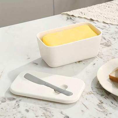 1 Butter Dish Set, Large Butter Container For Counter, Airtight Butter Rack With Lid, And A White Butter Knife Sold Separately, Perfect For Kitchen Christmas Gifts