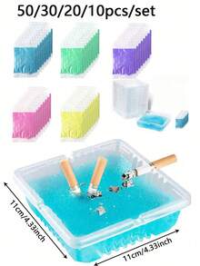 100pcs/50pcs/10pcs Disposable Ashtray, Water-Soluble Membrane To Prevent Odor, Suitable For Home, Office, Bedroom, Living Room, Bar And Internet Cafe, Quickly Removes Smoke And Absorbs Smoke And Ash