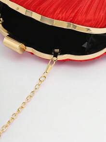 Plissierter Satin Design Box-förmige Abendtasche, Bankett Tasche, Abendkleid Tasche, Ballkleid Handtasche, Tasche mit Kette, Hochzeitstasche