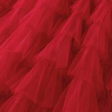 Women's A-Line Fairy Patterned Elastic Waist Ruffle Tulle Layered Midi Skirt - Tutu B Red - View 3