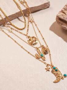 水钻十字架吊坠多层项链和百搭锁骨链首饰