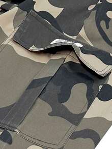 Plus-Size Men's Camo Cargo Pants With Side Pockets, Made Of Lightweight