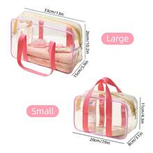 1 chiếc túi nhựa trong suốt, túi đi biển PVC dung tích lớn dành cho nữ, túi xách tay, túi đựng mỹ phẩm, túi đựng đồ dùng vệ sinh cá nhân, túi chống thấm nước dùng trong nhà tắm và hồ bơi, túi đeo vai đựng đồ dùng vệ sinh cá nhân. - Nhiều màu - Xem 2