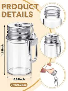 5/3/1 Stück kleine Glasflasche mit Aluminiumkappe, dekorative Wunschflasche, 7ml/0,2oz mit Schlüsselanhänger Handwerksgeschenk Anhänger DIY Glasgefäß Micro Nachrichtenflasche - personalisiertes Accessoire für Reisen, Heimdekoration