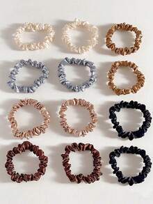 12 chiếc dây buộc tóc bằng lụa satin đen, mềm mại và thời trang, dùng để buộc tóc đuôi ngựa, dây chun buộc tóc, phụ kiện tóc, phụ kiện đội đầu, đồ tập thể dục, thể thao, chạy bộ. - màu đen - Xem 5